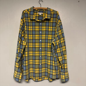 Southern Proper Plaid Casual Button Down Shirt size 4XL Yellow Blue spring